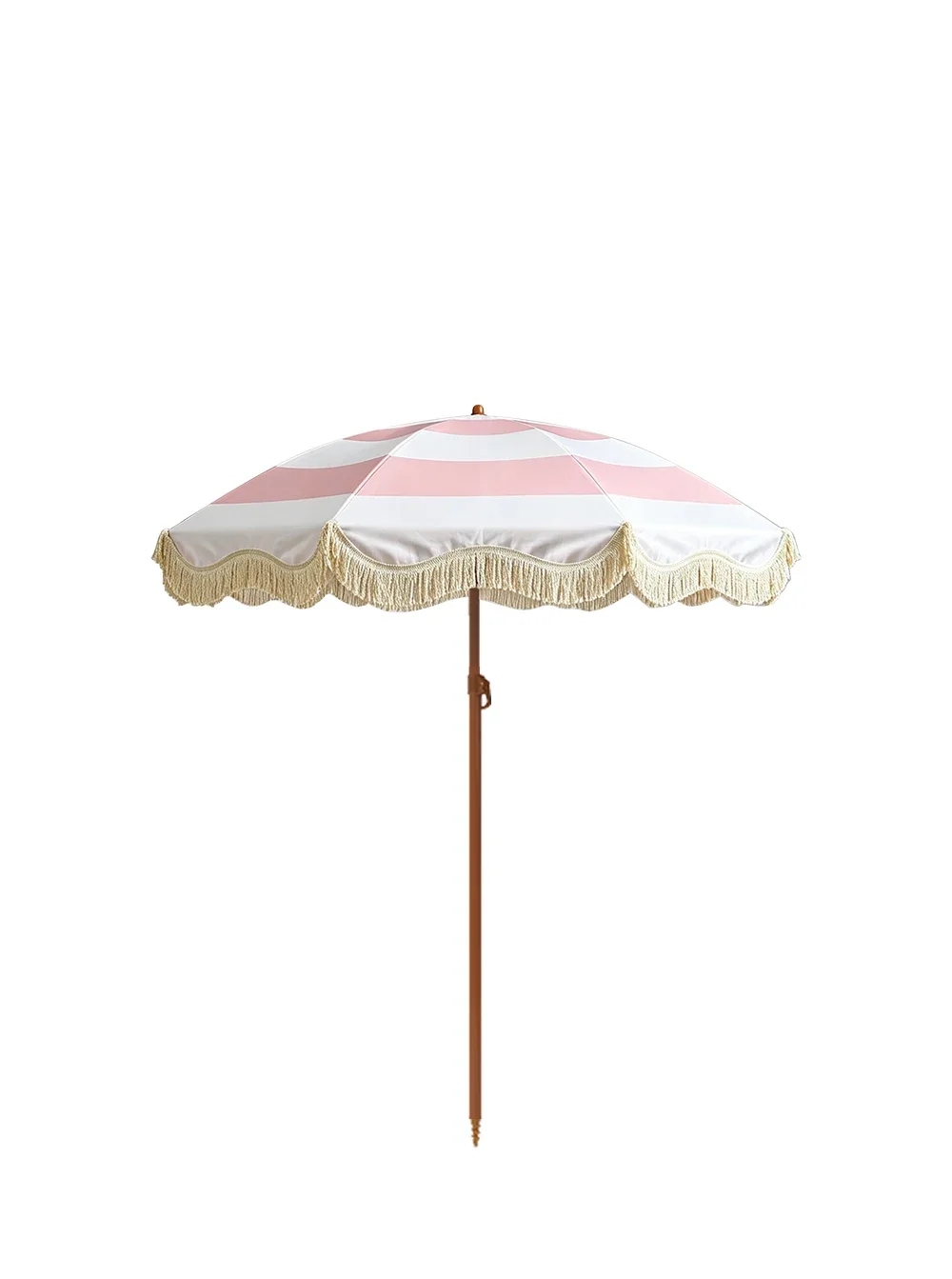 Japandi Striped Fringe Outdoor Parasol tilt mechanism detail