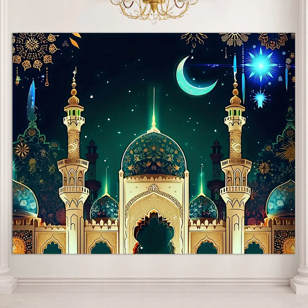 Eid Mubarak Backdrop Eid Mubarak Banner 70x90 Inch Eid Mubarak Background Islamic Eid Mubarak Ornament Ramadan Supplies