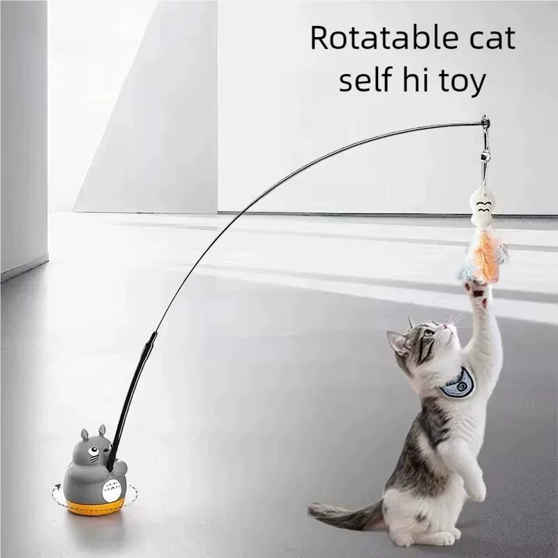 360-Grad-drehbarer Feder-Glockenstab für Katzen, Selbstspielzeug für Kätzchen, Spielzeug zur Linderung von Langeweile bei Hauskatzen, Katzenangel-Spielzeug, Haustierbedarf