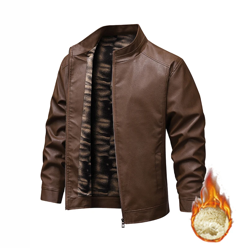 

2025 New Autumn Thin Velvet Leather Jacket Men Coat Men's Top Windproof Leisure Mens Streetwear Zipper Retro Moto Biker jackets