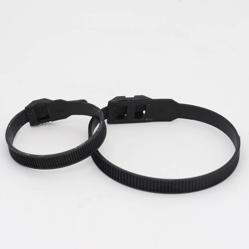 9*180/260/360mm Black Nylon Plastic Wire Strap Wrap Clamp Double Buckle Disposable Flat Self-Locking Ziptie Zip Ties Cable Tie
