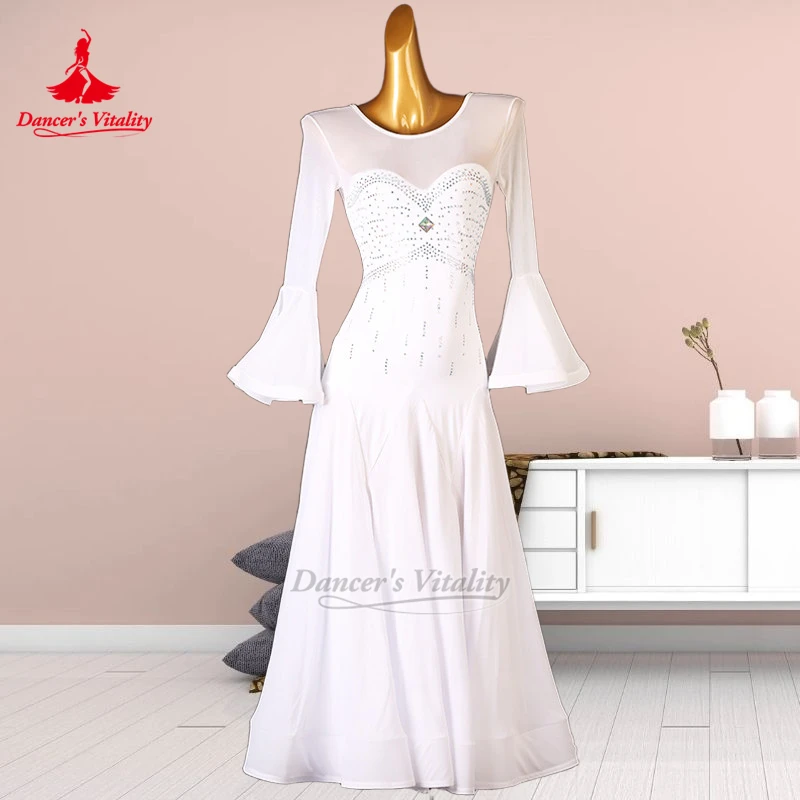 Ballroom Dance Professional Dresses Dancer's Vitality Women Adult Waltz Foxtrot Art Examination Flared Sleeves Clothes Customize