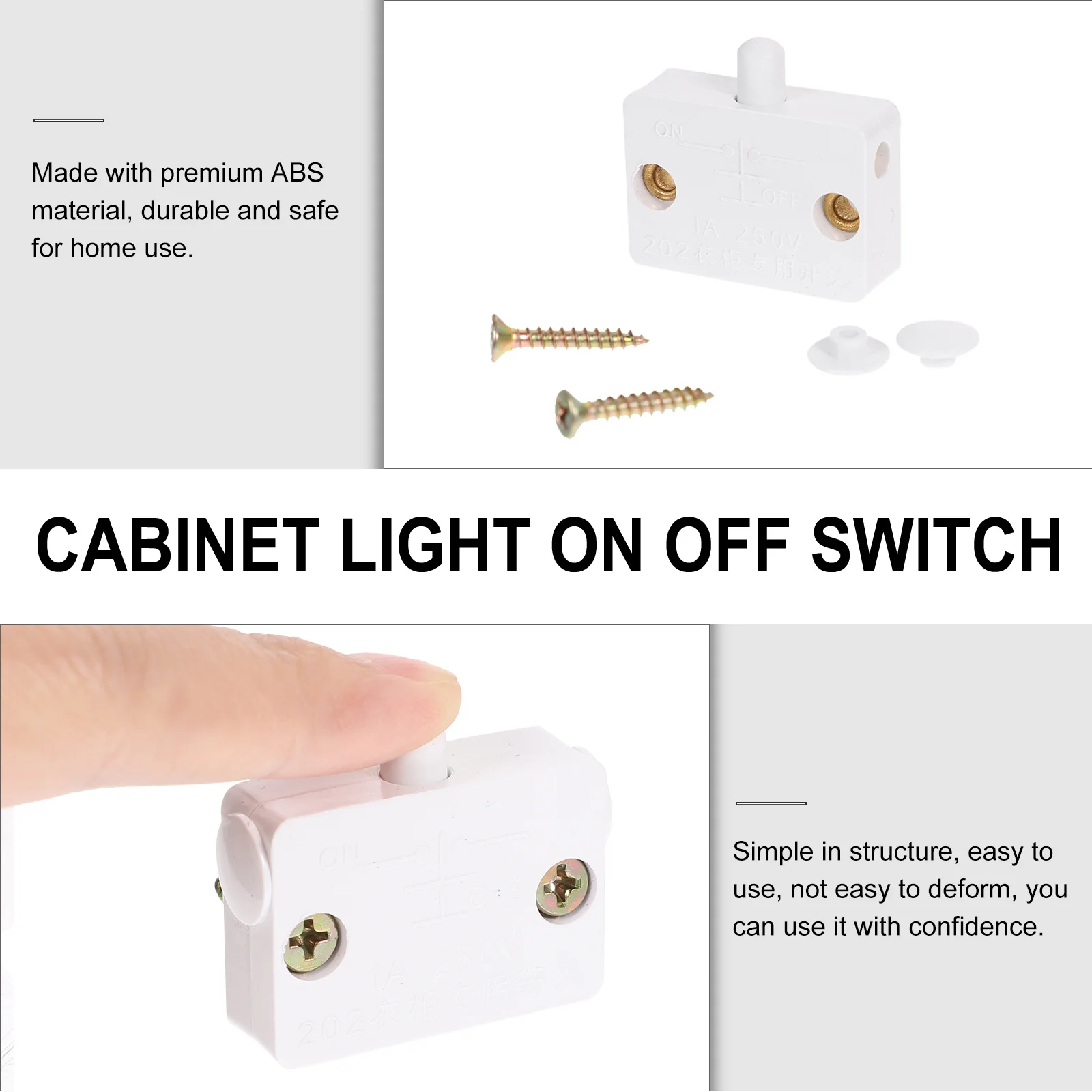 

6Pcs Electric Light Switch for Cabinet Closet Door Auto on for Wardrobe Pantry Lights 40W Safe ABS Material