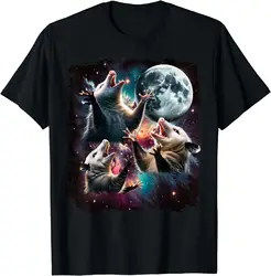 Three Opossum Moon | 3 Possum Moon Funny Weird Cursed Meme T-Shirt