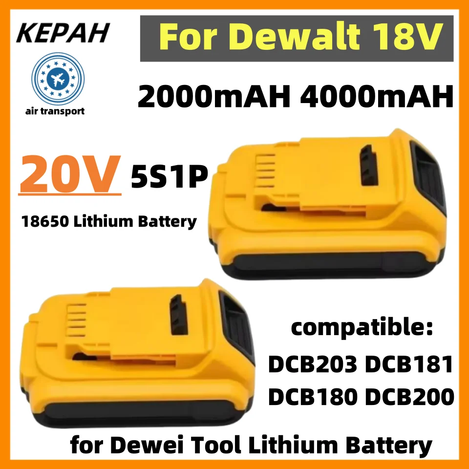 20V 2000/4000mAh DCB200 Li-ion Rechargeable Power Tool Battery for Dewalt DCB203 DCB181 DCB180 DCB200 DCB201 DCB201-2 L50