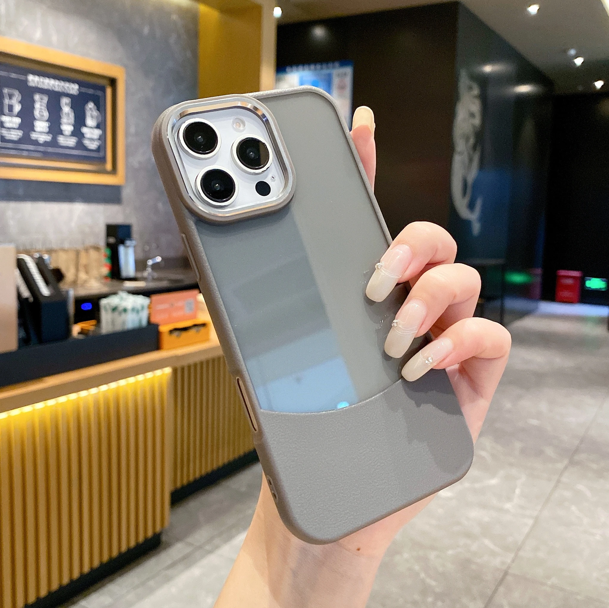 For iPhone 16 Pro Max 16 Plus Case 2 IN 1 Leather Skin Clear Texture Mobile Phone Case