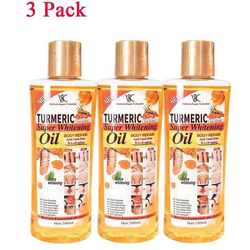 3 Stuks Kurkuma Donkere Vlek Verwijderaar Serumolie Anti-Veroudering, Heldere Huidskleur, Hydratatie, Vermindert Acne Behandeling Huidverzorging Serum 200Ml