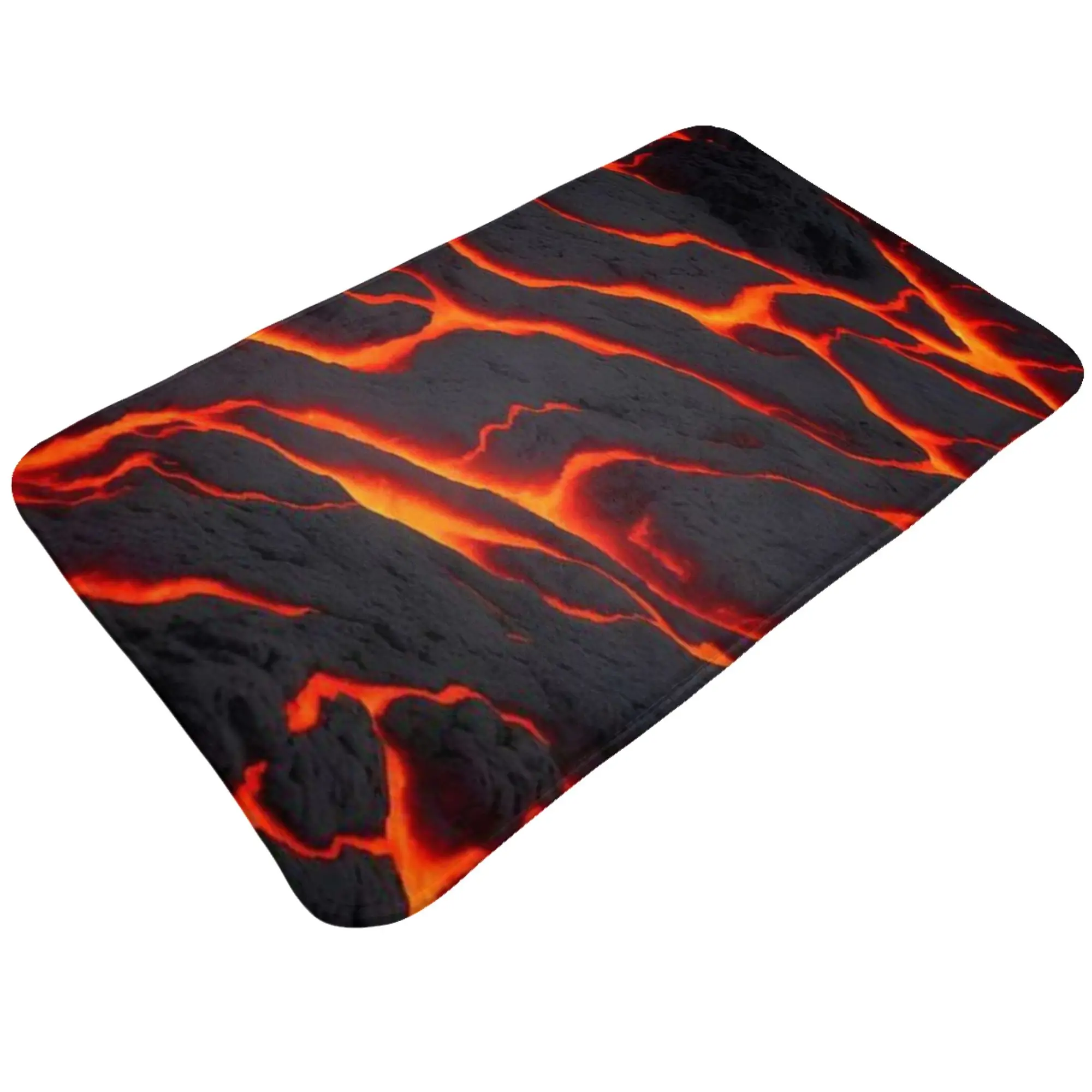 Lava Crack Fiery Red Orange Texture Doormat Bedroom Kitchen Mat  Absorbent Home Decoration