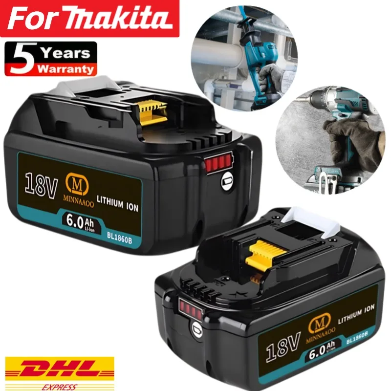 

Original For Makita 18V battery 6Ah/5Ah Lithium for Makita DDF487 DGA404 DTW285 DTD173 DJV182 DHP487 18V Power Tool Battery