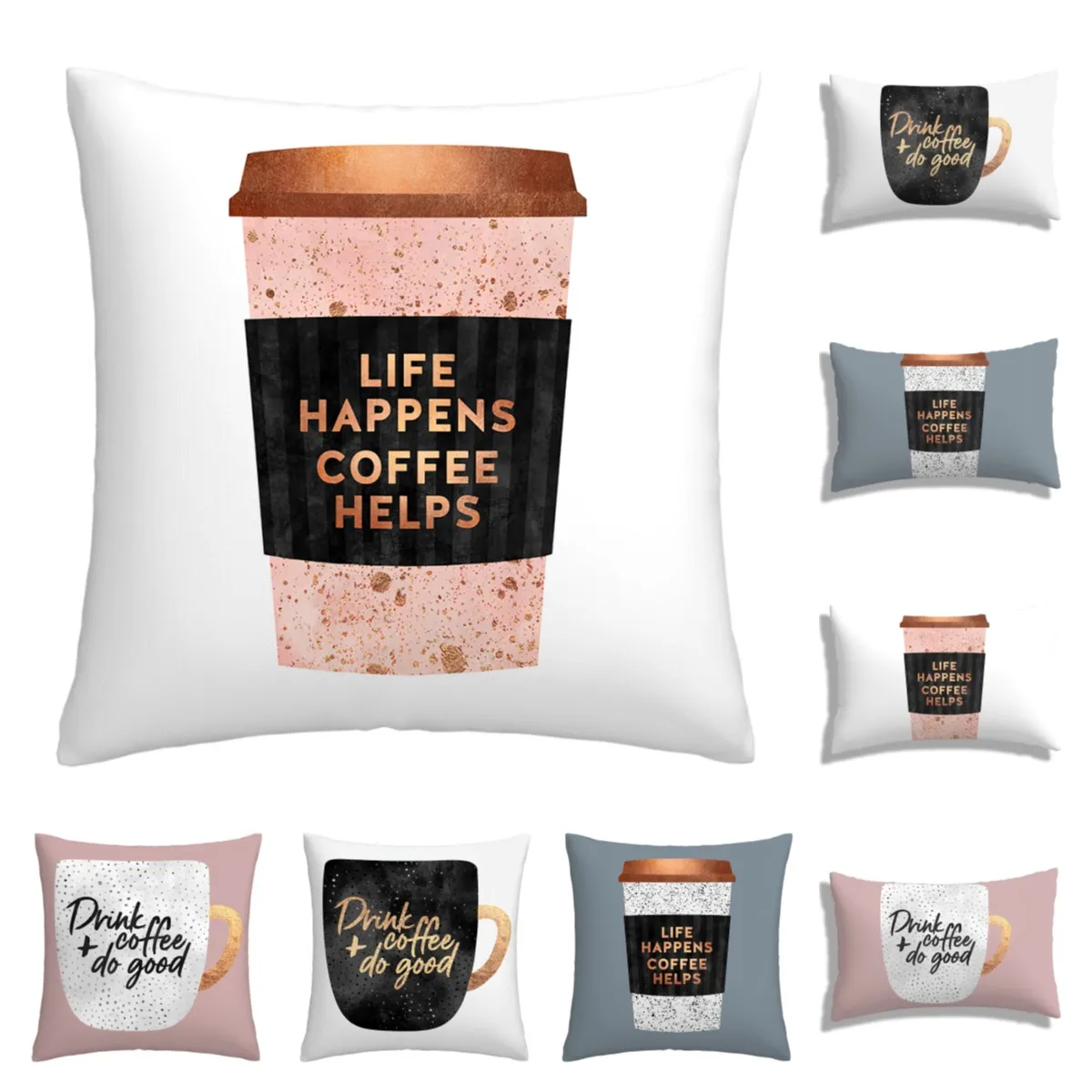 Coffee cup pattern Plush pillowcase, sofa cushion cover for home improvement, home decoration pillowcase cushion covers 40*40