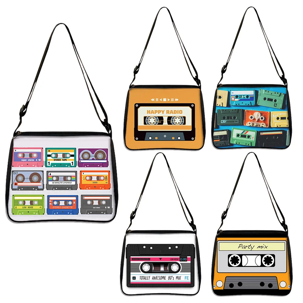 80s 90s Women Vintage Cassette Handbag Audio Mixtape Magnetic Music Tape Casual Shoulder Bags Portable Ladies Small Clutch Gift