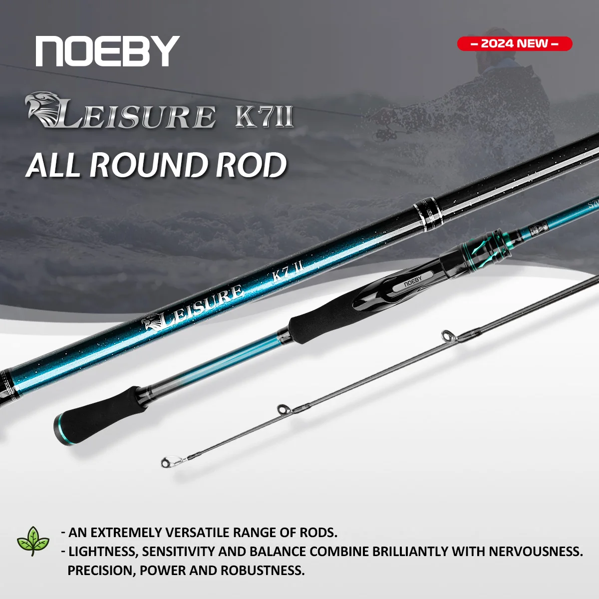 

NOEBY-All Round Fishing Rod, Spinning Casting Rod, M MH Power Lure, 7-40G, 2 Section Boat,Freshwater Saltwater Fishing Rod,2.13m