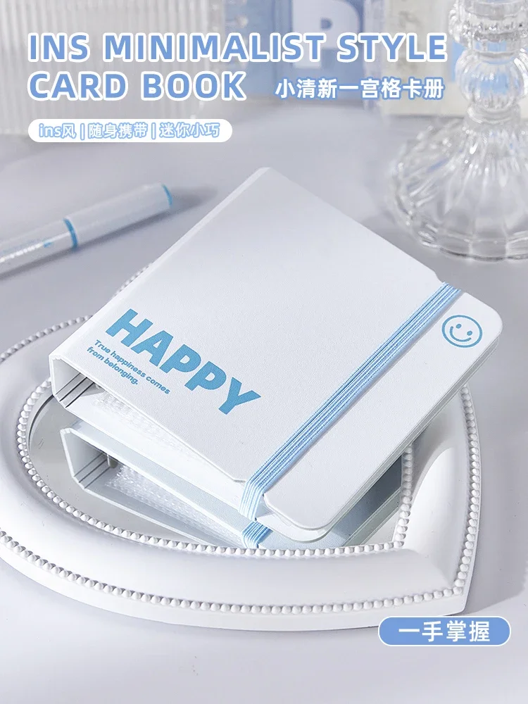 

Ins Kpop Binder Solid Mini Photocard Holder with Elastic Band 3inch Photo Card Collect Book for Polaroid Album Idol Fans Gift