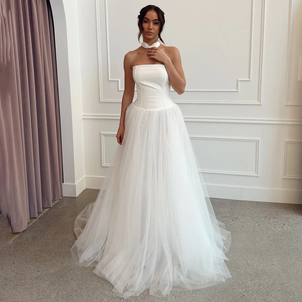 

Elegant Puffy Strapless Wedding Dresses For Bride 2025 Long Backless Ball Gown Vestidos Novia Sleeveless Bridal Gown For Women