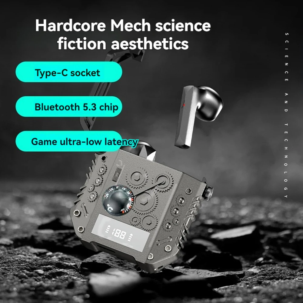 Cool Mechanical New U70 Wireless 5.3 Bluetooth Low Latency Game ENC Noise Reduction Lighter Open Cover Bluetooth Headset