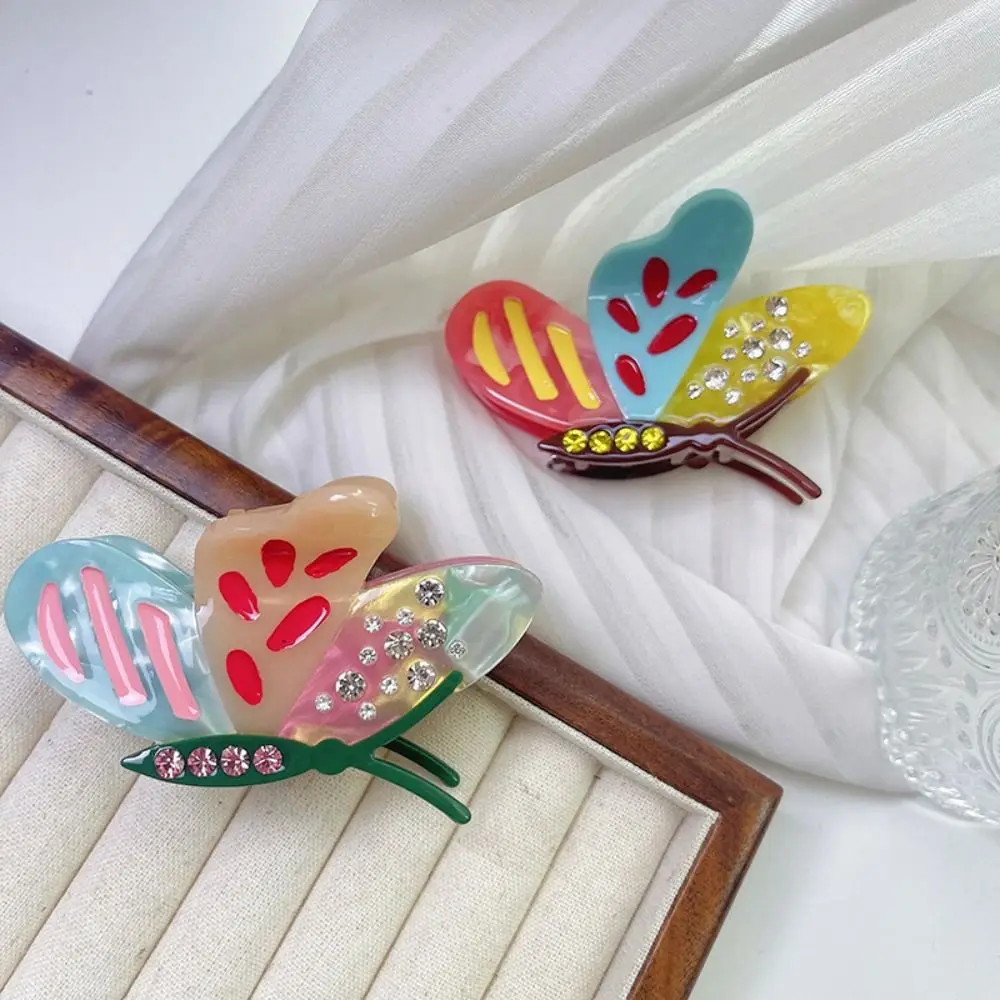 

Animals Acetate Butterfly Hair Claw Elf Zircon Rhinestone Butterfly Hair Clip Headdress Cute Hairpin Large Shark Clip Female