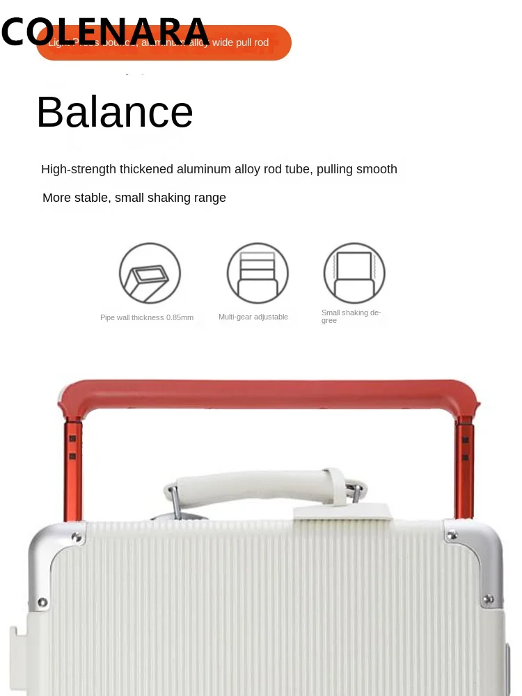 COLENARA High Quality Suitcase with Cup Holder Aluminum Frame Boarding Box Student PC Trolley Case 20\