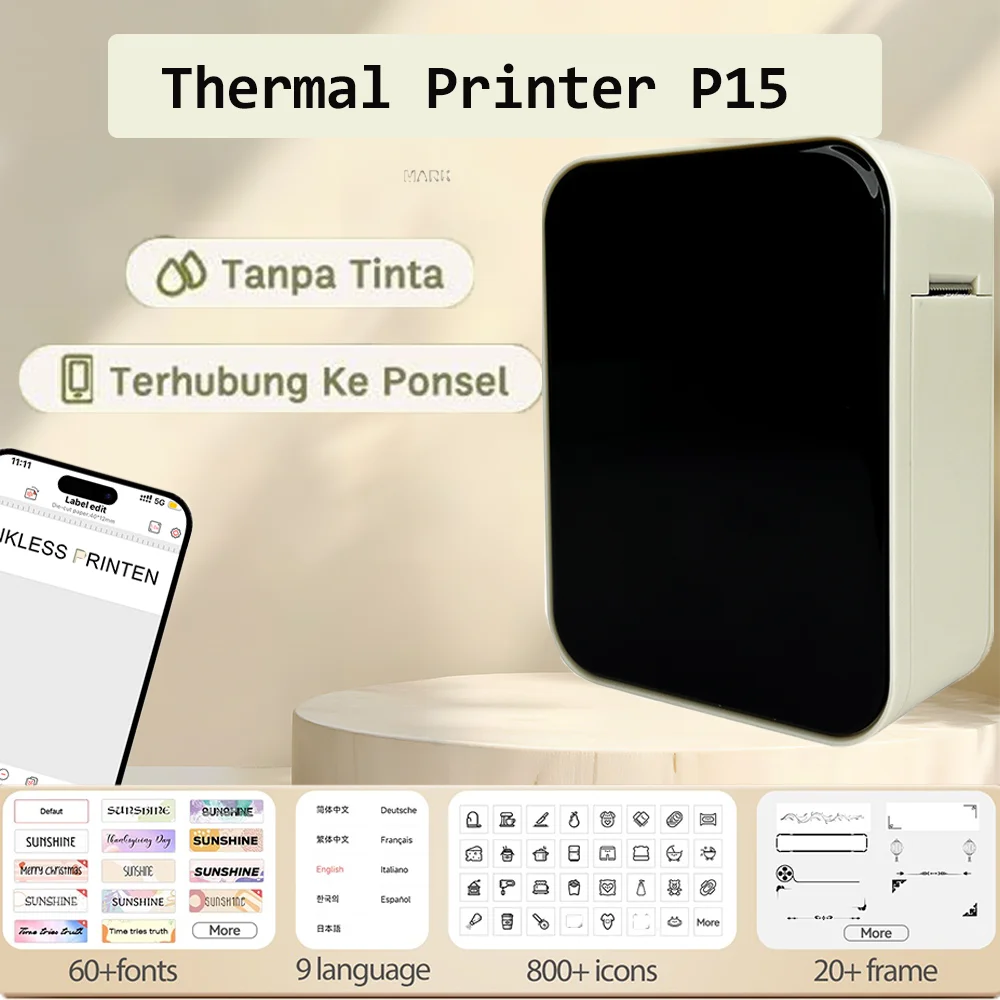 

Mini Portable Thermal Printer D110 P15 Wireless Adhesive Label Printer For School Office Kitchen To Gift/Diy Creative/Marking