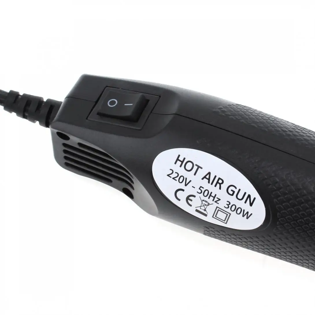 Hot Air Gun 220V 300W DIY Using Heat Gun Electric Tool with Shrink Plastic and Black Surface for Heating DIY Accessories EU Plug