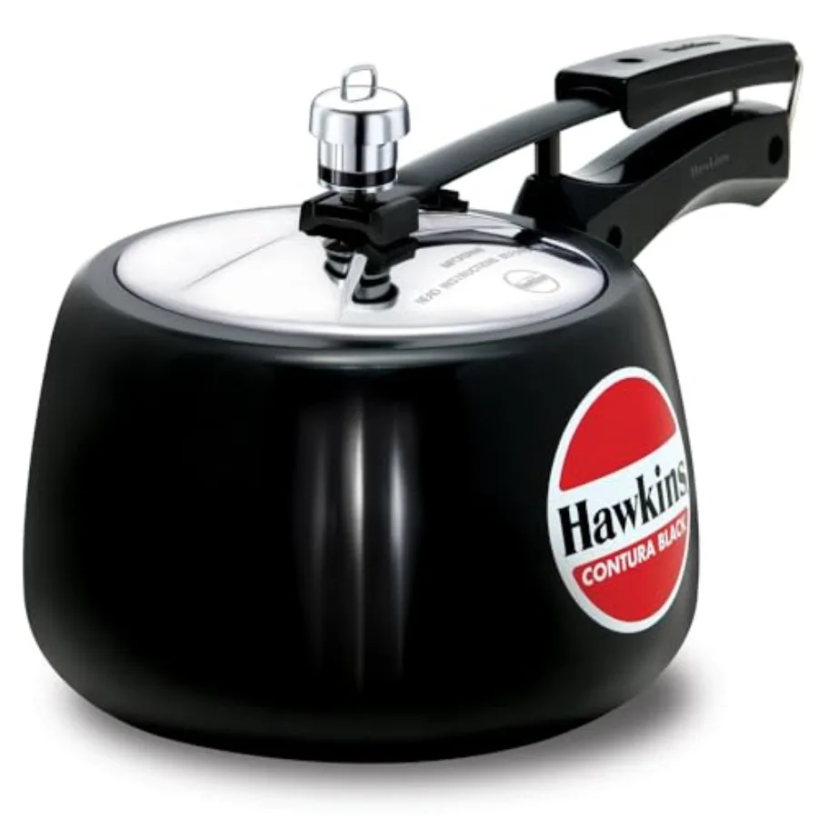 

3 Litre Contura Black Pressure Cooker, Hard Anodised Inner Lid Cooker, Handi Cooker, Black CB30