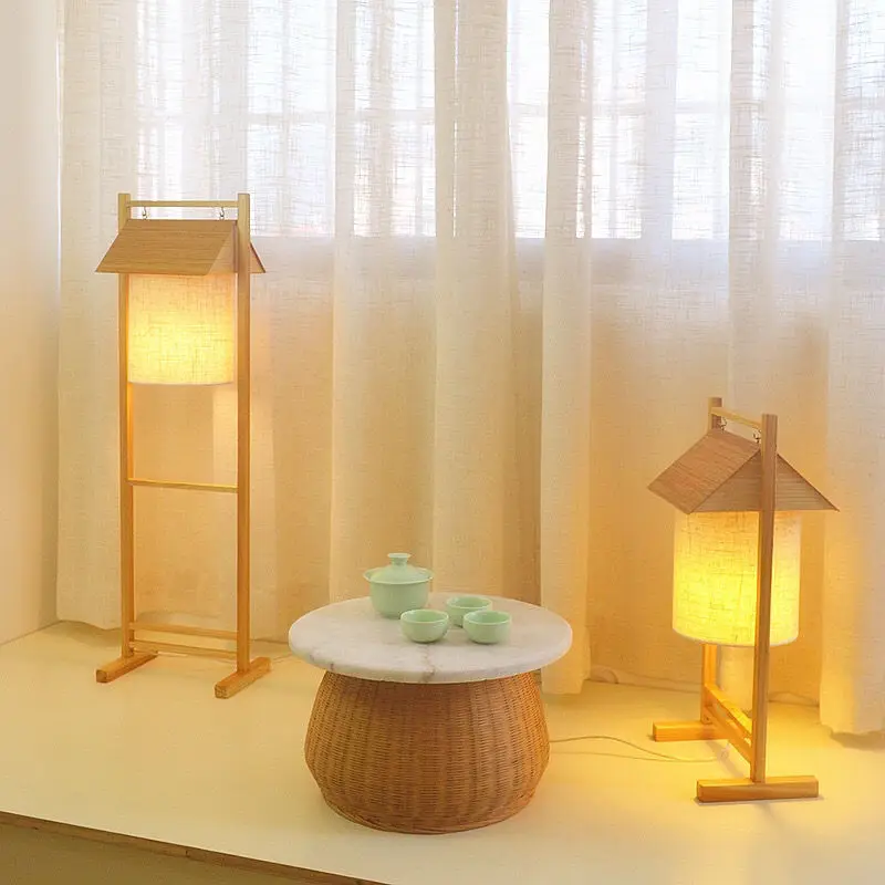 

Tea Room New Chinese Living Room Desk Lamp Zen Bedroom Bedlight Charging Ins Style Simple Wabi Sabi Style Floor Lamp