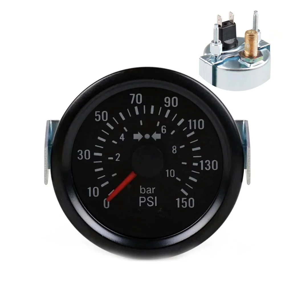 

2" 52mm 12V Mechanical Barometer 0-10 Bar/0-150PSI Air Pressure Press Gauge Car Meter With Sensor NPT1/8