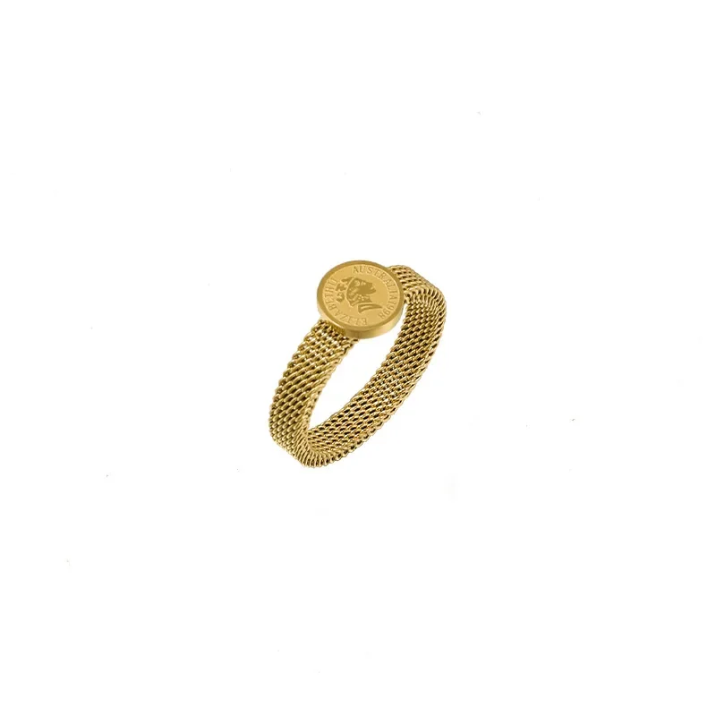 

New Creative Beauty Head Portrait Gold colour Titanium Steel Rings For Woman Gothic Jewelry Party Girl's Unusual Ring Stude