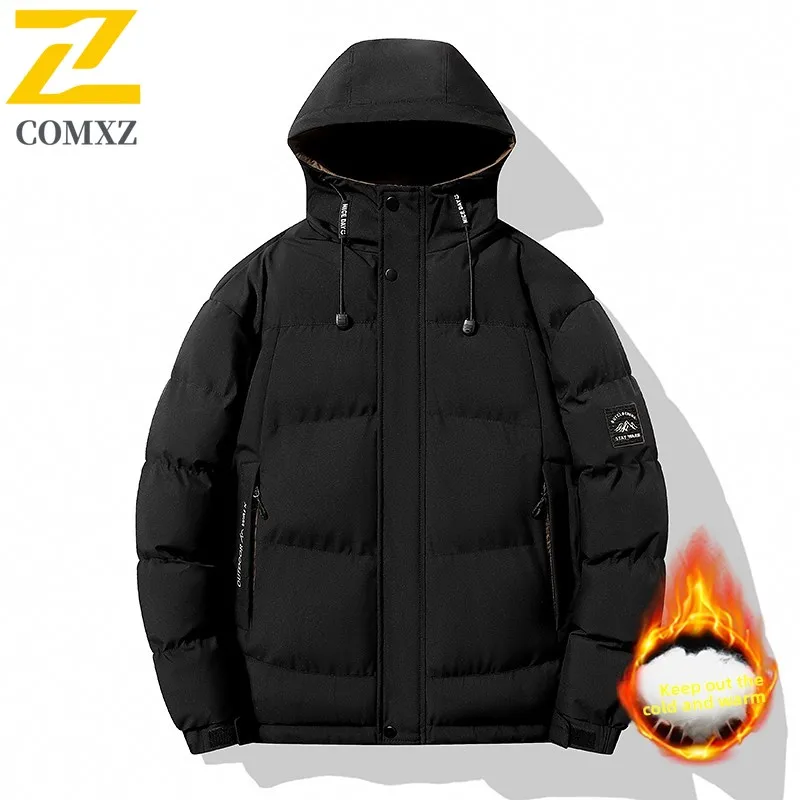 

Новинка 2024 года, мужская хлопковая куртка, модное и универсальное толстое и теплое пальто с капюшоном, высококачественный уличный мужской пуховик на молнии