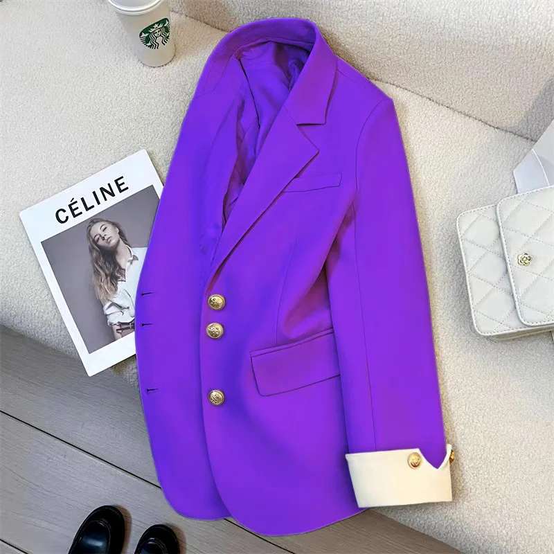 Elegante Schlanke Kerb Blazer Mode Frauen Langarm Revers Einreiher Chic Jacken Casual Büro Dame Neue Koreanische Blazer