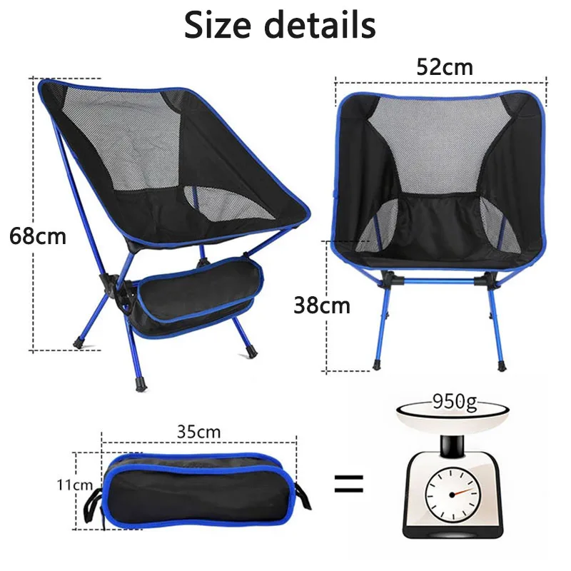 

150kg Travel Ultralight Folding Chair Detachable Portable Moon Chair Outdoor Camping Fishing Beach Hiking Picnic Seat