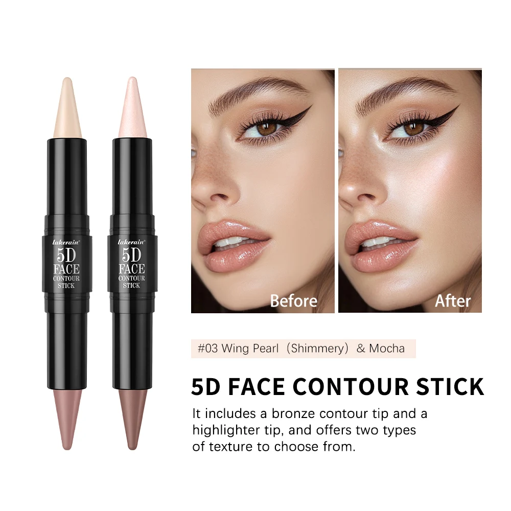 Double-ended dual-purpose Highlighter Shading Contour Stick Long Lasting To 12 Hours Sweatproof Waterproof Multi-Use Cosmetics