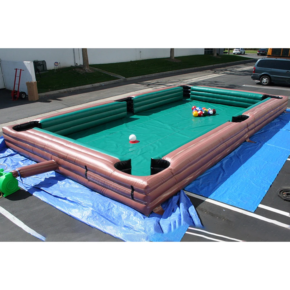 Boule de billard gonflable bon marché avec balles et souffleur, table de billard, piscine de football, jeux de carnaval, événements