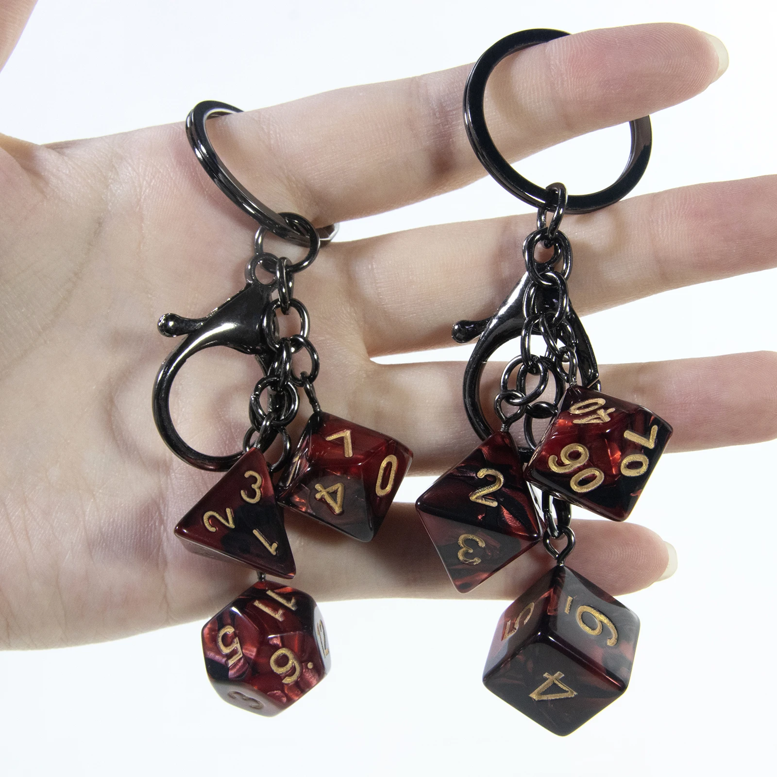 DND Black Dice Keychain Men Women Bag Pendant Key Holder Keyring Fashion Dice Key Chains