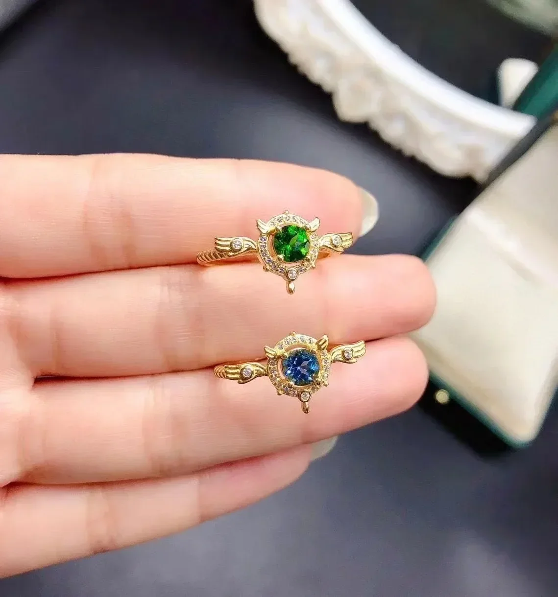 

100% настоящее серебро 925 пробы, кольцо с натуральным диопсидом для помолвки, 5 мм, кольцо с натуральным топазом класса VVS, серебро 925 пробы, ювелирные изделия с топазом