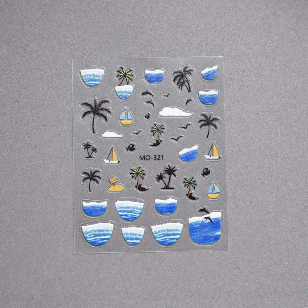 Conch Star Ocean Nail Stickers Sea Jellyfish Starfish Ocean Nail Decals Ocean Shell Coconut Tree Ocean Nail Decorations