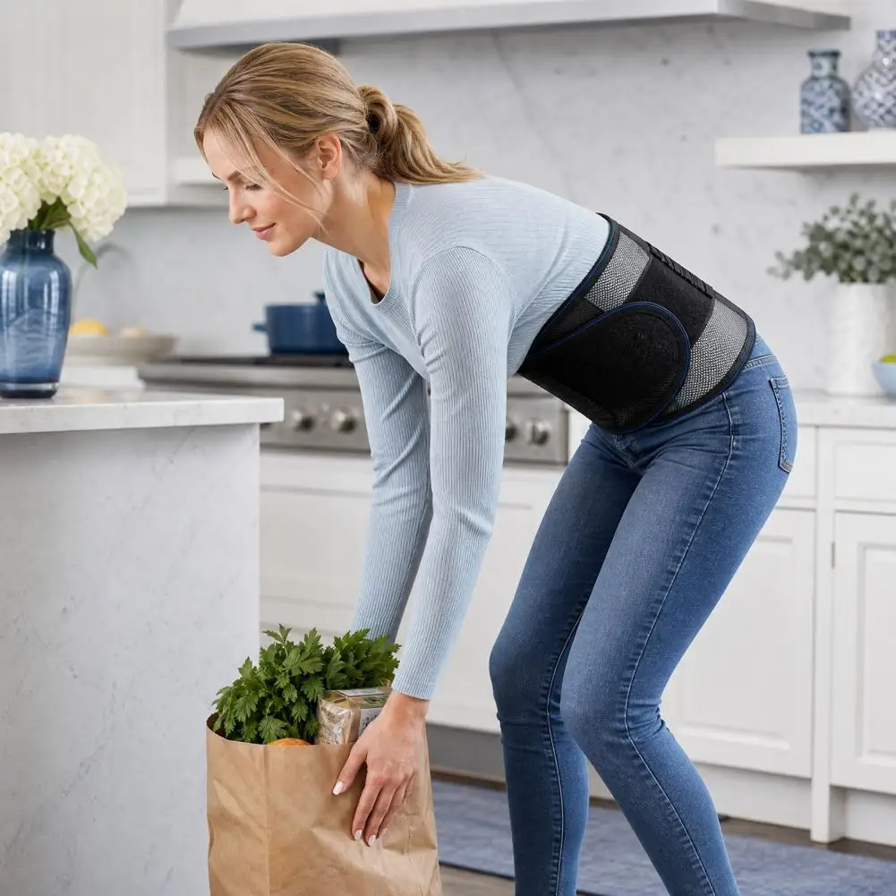 Sports Waist Brace Spring Adjustable Breathable Back Brace Lumbar Support Waist Compression Belt for Herniated Disc