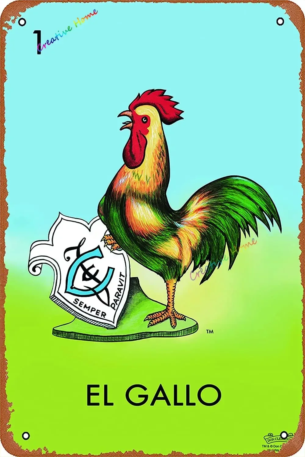 الصبار El Nopal Loteria بطاقة المكسيكي البنغو معدن القصدير تسجيل خمر النباتات النضرة جدار اللوحة ملصق البلد اللوحة 8 "x 12"