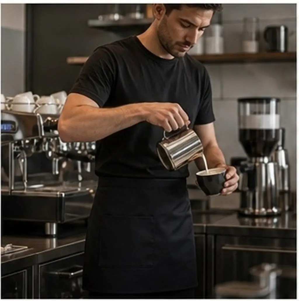 1Pcs Short Apron Half-Length Cooking Apron Adjustable Waist Strap Pockets Suitable for Cafe Restaurant Baking Bbq