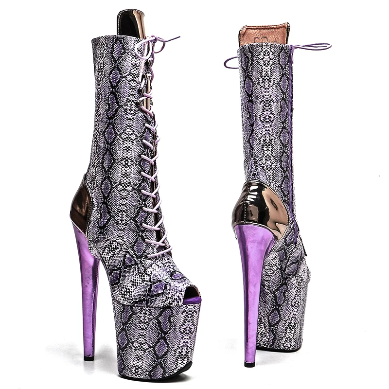 Leecabe 20CM/8Inch Snake  upper  lady fashion  boots   for  party  Platform  High Heels Pole Dance boot