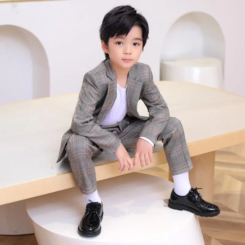 Flower Boys Formal Wedding Suit Kids Party Photograph Dress Teenager Birthday Tuxedo Suit Children Graduation Stage Show Costume