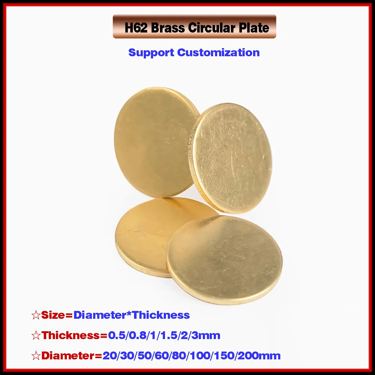 

Thickness 0.5/0.8/1/1.5/2/3mm Brass Plate Disc Dia 20/30/50-200mm Brass Round Circle Disc Plate Brass Gasket Round Plate Board