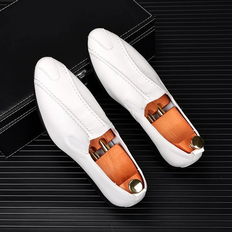 

White Mens Shoes Casual Brands Slip On Formal Luxury Shoes Men Loafers Moccasins Genuine Leather Driving Shoes Zapatos Hombre