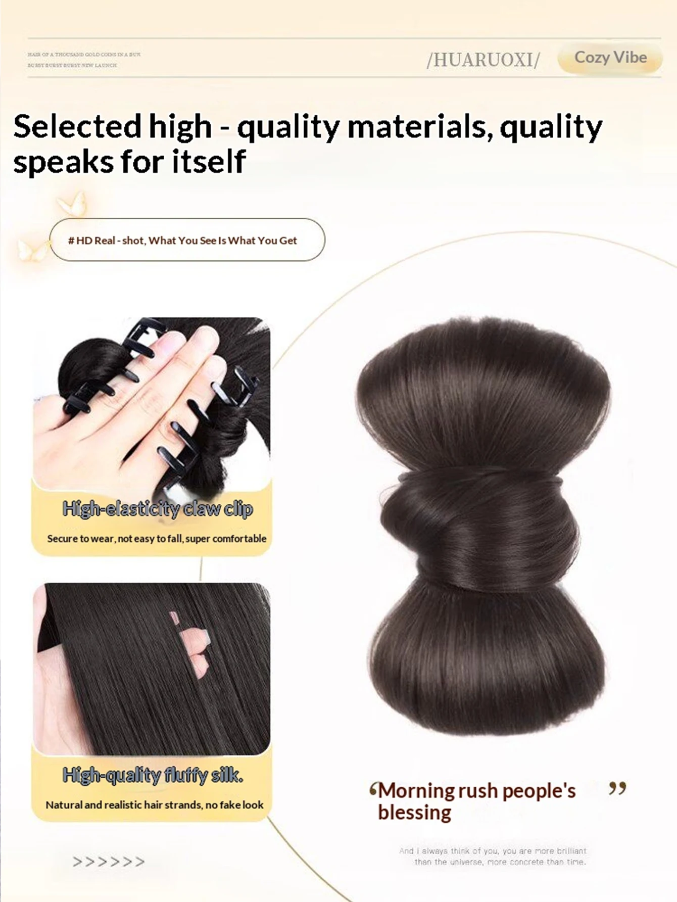 1pc Synthetic Bun Hairpiece with Bow Claw Clip Fake Hair Chignon Hair Extension Hairpiece for Women Girls Daily Party Cosplay