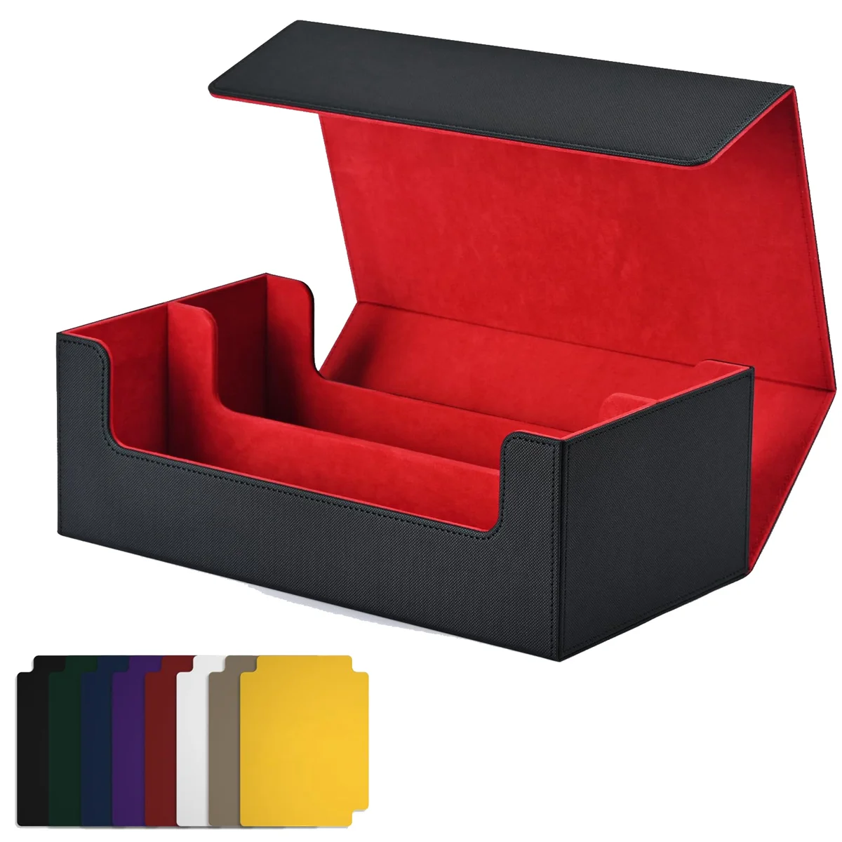 A14M Card Storage Box for Trading Cards,Card Deck Case, Magnetic Closure Card Holder for Magnetic Game Cards Red+Black