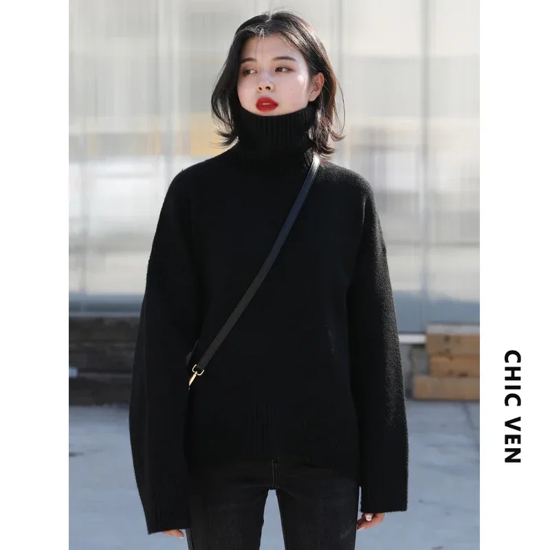 

Hawlife Korean Sweater Loose Turtleneck Sweaters Pullover Knitwear Long Sleeve 003