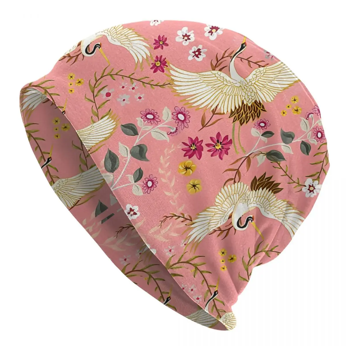 Chinoiserie Cranes On Pink, Birds Unisex Bonnet Thin Hiking Hats Double Layer Hat Breathable Caps