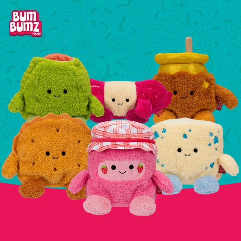 Jazwares bumbumz série de piquenique brinquedos de pelúcia macios travesseiro bonecas azeitona olsen salami sally meninas decorações do quarto brinquedos de pelúcia presentes