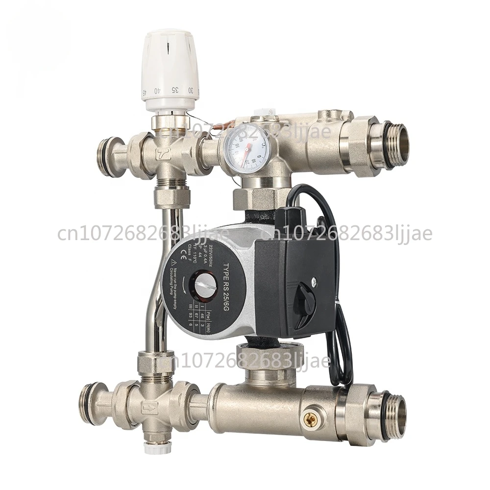Modern Flexible Floor Heating Water Mixing System Compact Thermostatic Mixing Control Set for Apartment