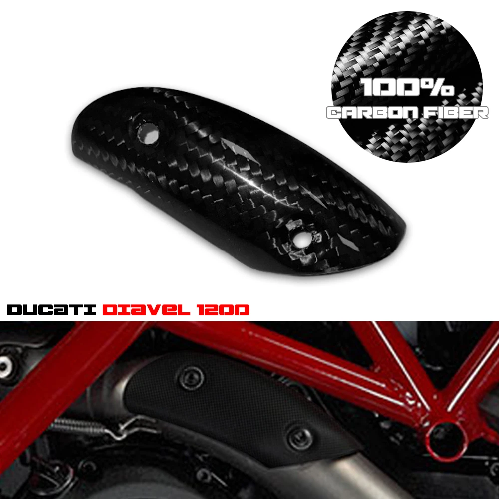 

Real Dry Carbon Fiber Exhaust Cover Heat Shield Collector for DUCATI Diavel 1200 2010-2015 Motorcycle Fairing Panel Protector