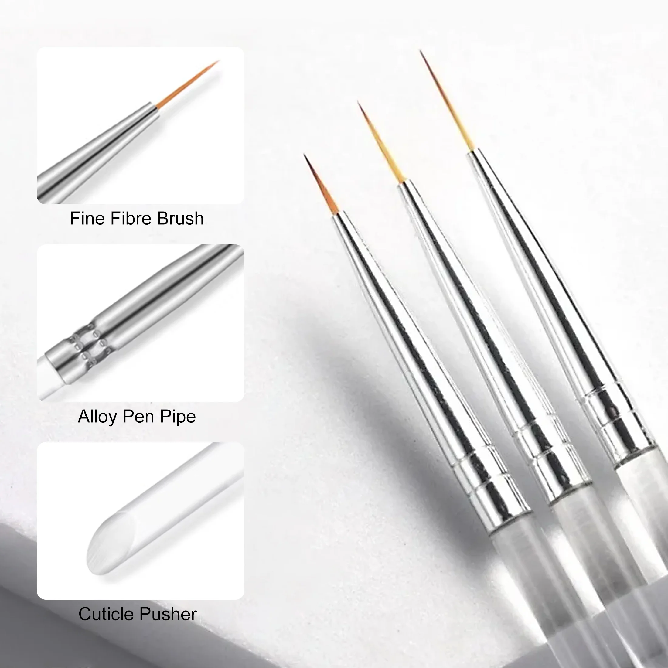 3Pcs/Set Nail Art Manicure Tools Set Gel Nail Art Line Painting Brushes Crystal Acrylic Thin Liner Drawing Pen